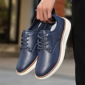 cheap Men&#039;s Sneakers-Men&#039;s Navy Blue Leather Oxford Shoes – Classic Lace-Up Dress Shoes for Business &amp; Formal Events