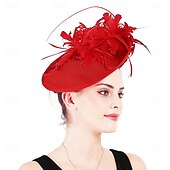 billiga Hattar och fascinators-Huvudbonad Faux Linne Fjädrar Bröllop Kvällsfest Elegant Bröllop Med Fjäder Hårbonad Huvudbonader
