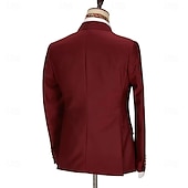 voordelige Bruiloftspakken-Heren Bruiloft Feestpakken Zwart Bordeau Mode Zaken Effen Kleur Standaard Pasvorm 2-Piece Dubbelzijdig Met Twee Knopen