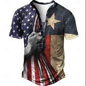 Men's American US Flag T Shirt Henley Shirt Tee Short Sleeve Designer Basic Classic Outdoor Daily Sports Summer Khaki Henley Henley T-Shirt3