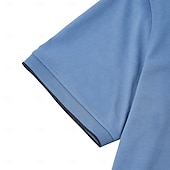 ieftine Polo clasic pentru bărbați-Pulover polo tricotat pentru bărbați, din amestec de mătase și bumbac, stil business casual, cu rever, mânecă scurtă, formal, cu fermoar, în blocuri de culori, vară, negru, albastru, gri