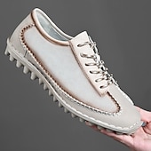 economico Sneakers da uomo-scarpe casual da uomo con lacci fatte a mano color bordeaux e grigio – scarpe da passeggio in pelle vintage