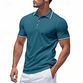 billige Klassisk poloskjorte for menn-Herre Golf skjorte Piké poloskjorter Virksomhet Avslappet Ribbet polokrage Kortermet Mote Grunnleggende Helfarge Knapper Sommer Vår &amp; Vinter Normal Mørkegrå Sjø blå Svart Hvit Lysegrønn Rød Golf