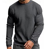 preiswerte Basic-T-Shirts-Herren T Shirt T-Shirt Langarmshirt Langarm Rundhalsausschnitt Sommer Frühling Einfach Mode Designer Basic Jacquard Urlaub Straße Ausgehen Schwarz Weiß Khaki Top T-Shirt für Herren