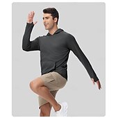 voordelige Bovenkanten-Voor heren Wandel T-shirt Lange mouw Capuchon T-shirt Buiten Rekbaar Teryleen Donker Grijs Zwart Wit Vissen Training