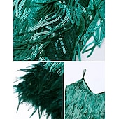 billiga Klänningar-Glada 20-talet 1920-talet Flapper-klänning Klänningar Den store Gatsby Tofs Fjäder Tofs Fjädrar Maskeradkläder Dam Maskerad Bröllop Bröllopsgäst Fest / afton Vuxen Klänning Hemkomstklänningar