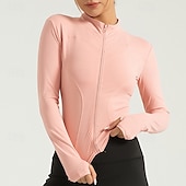 cheap Women&#039;s Running Tee &amp; Tank Tops-Women&#039;s Running T-Shirt Zipper Long Sleeve Tee Tshirt Casual Athleisure Breathable Quick Dry Soft Gym Workout Running Walking Sportswear Activewear Solid Colored Dark Grey Dark Pink Black