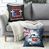 billige Ferieputetrekk-4. juli dekorative putetrekk 1PK selvstendig dag amerikansk myk firkantet sofa puteomslag putevar soverom stue sofa stol