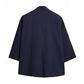 cheap Business Casual-Men&#039;s Shirt Linen Shirt Casual Shirt Cotton Shirt Bird Vacation Holiday Black Wine Navy Blue Gray Long Sleeve V Neck Summer Clothing Apparel Embroidered