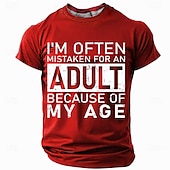 cheap Men&#039;s Funny T shirts-Men&#039;s Act My Age T Shirt Short Sleeve T shirt 3D Print Crew Neck Shirt Fashion Daily Street Daily Black Red Blue Summer Spring Clothing Apparel S M L XL XXL XXXL 4XL