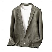 billige Herre Elite Yttertøy-herre ullblazer jakke genser frakk skole formell bryllup elegant varm vår høst ull nylon ensfarget jacquard flere lommer komfortabel enkeltspent blazer med to knapper svart mørkegrå militærgrønn