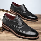 abordables Officiel-Homme Brogue Brogue Cuir PU Respirant Confortable Antidérapant À lacets Noir Jaune Rouge Automne Hiver