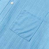 preiswerte Herren Popover Hemden-Herren Hemd Sommerhemd Freizeithemd Strandhemd Knopfhemd Schwarz Weiß Dunkelmarine Himmelblau Kaki Kurzarm Einfach Stehkragen Urlaub Hawaiianisch Tasche Bekleidung Polyester Mode Lässig Bequem