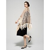 levne Šály a šátky-Retro Řvoucí 20s 20. léta 20. století šátek Wrap Přehozy přes ramena Velký Gatsby Buben dívka Flitry Třásně Maškarní kostým Dámské Karneval Svatební Večerní oslava Plesová maškaráda Dospělé Šátek
