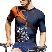 baratos Camisolas masculinas-Homens Camisa para Ciclismo Tigre Manga Curta Moto Camiseta Camisa / Roupas Para Esporte com 3 bolsos traseiros Ciclismo de Montanha Secagem Rápida Design Anatômico Capilaridade Respirável Esportes