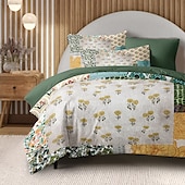 economico 100% cotone-Set di copripiumino floreale 100% cotone biancheria da letto morbida e traspirante con fiori patchwork copripiumino leggero e resistente comodo per tutte le stagioni facile da mantenere