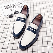 abordables Chaussures sans lacets &amp; mocassins-mocassins en similicuir rouge et blanc pour hommes - chaussures habillées bicolores élégantes pour les affaires et les événements spéciaux