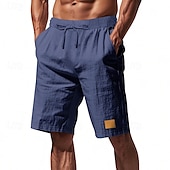 economico Classico-Per uomo Shorts Shorts di Lino Pantaloncini Estivi Shorts da Spiaggia Coulisse Elastico in vita Gamba Dritta Semplice Comodità Traspirante Lunghezza al ginocchio All&#039;aperto Quotidiano Ferie Moda