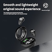 economico Cuffie TWS wireless-Cuffie Mini Wireless 5.3 per Sonno con Touch Biometrico Suono HiFi Stereo Display Digitale LED Cavo Antinodoso Auricolari Semi-Open-Back per Esercizio