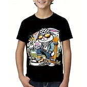 お買い得  男の子のイースター衣装-男の子 3D バニー Tシャツ Ｔシャツ 半袖 夏 春 ファッション ベーシック 子供 4〜12年 クルーネック アウトドア カジュアル 日常 レギュラー