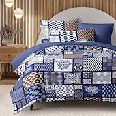 abordables 100% Coton-Housse de couette patchwork floral taille double ensemble de literie en coton ensembles de lit housse de couette couette douce légère avec 2 taies d&#039;oreiller pour l&#039;été le printemps
