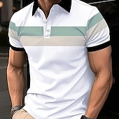  Per uomo Strisce orizzontali Polo da rugby Manica Corta Magliette polo Camicie con Colletto Business Casual Scuola All'aperto Athleisure Stampa 3D Estate Primavera Autunno Nero Bianco Rosa