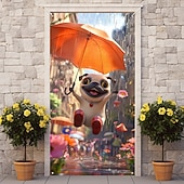 billiga Dörröverdrag-Rolig djur dansande dörrdekorationer dörröverdrag dörrgobeläng dörrgardin dekoration bakgrund inomhus/utomhus dörrbanner för främre dörr bondgård