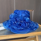 preiswerte Partyhut-Kopfstück Tüll Hochzeit Abendgesellschaft Elegant Hochzeit Mit Perlenstickerei Tüll Kopfschmuck Kopfbedeckung