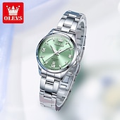 levne Quartz hodinky-olevs 3668 nové dámské quartzové náramkové hodinky stříbrný pevný ocelový řemínek vodoodpudivé svítící hodinky pro ženy jednoduchá móda dámské hodinky