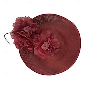 billige Coiffer-Hodeplagg Stoff Fedora-hatt Bryllup Fødselsdag Temafest Hesteveddeløp Elegant Vintage Søt Med Fjær Blomsterhodeplagg
