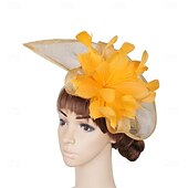 billiga Hattar och fascinators-Huvudbonad Faux Linne Fjädrar Bröllop Kvällsfest Elegant Bröllop Med Fjäder Hårbonad Huvudbonader