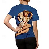 お買い得  トップス-Ｔシャツ(21) レトロポスター レトロガール グラフィック柄 用途 女性用 成人 マスカレード 3Dプリント バケーション パーティー