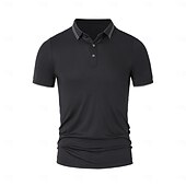 levne Pánské elitní polo-Pánské Pólo Práce ulice Klasický Krátký rukáv prázdniny Módní Pevná barva Proužky Knoflíky Stripe-Trim Léto Jaro Černá Bílá Světle šedá Pólo