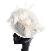 abordables Tocado de Boda-Tocados Plumas Sinamay Boda Fiesta de Noche Elegante Boda Con Pluma Celada Sombreros