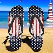tanie Graficzne buty do druku-męskie klapki z amerykańską flagą – patriotyczne sandały w gwiazdy i paski na lato, na Dzień Niepodległości i na plażę