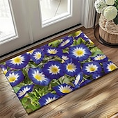 billige Dørmatter-Blå Blomst Dørmatte Kjøkkenmatte Gulvmatte Non-Slip Område Teppe Olje Bevis Teppe Innendørs Utendørs Matte Soverom Dekor Bad Matte Inngangsteppe Vår Sommer