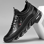 billiga Herrsneakers-robusta utomhusskor för män i brun och svart, slitstark konstläderkonstruktion med sicksacksula för bättre grepp