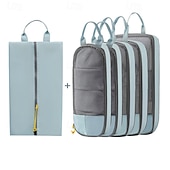 economico deposito bagagli e viaggi-set di contenitori da viaggio con cubi di imballaggio compressi, set da 3/6 cubi di imballaggio compressi per viaggi, organizer per bagagli con rete visiva per vestiti, borsa portatile leggera per