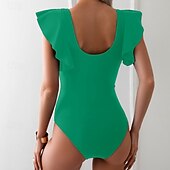 abordables Maillots de bain une pièce-Femmes Maillots de Bain Une Pièce Maillot de bain Patchwork Tropical Tenues de plage Bloc de Couleur Fil en V Sans manches Maillots de bain