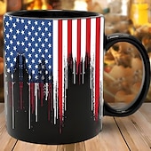 cheap Mugs &amp; Cups-Patriotic American Flag Mug Dripping USA Flag Design Black 11oz Coffee Cup Independence Day Veterans Military Gift for Men Women Dad Mom July 4th Christmas