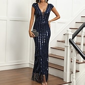levne Šaty-Retro Řvoucí 20s 20. léta 20. století Bubenové šaty Šaty Šaty na vánoční večírek Velký Gatsby Flitry Síťka Dámské Karneval Plesová maškaráda Svatební Svatební host loučení se svobodou nevěsty Dospělé