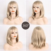 economico Parrucche trendy sintetiche-Parrucche sintetiche Kinky liscia Poco ondulata Taglio scalato Taglio asimmetrico Con fascia frontale A macchina Parrucca 16 pollici A1 Capelli sintetici Per donna Classico Comodo Colore Graduale e