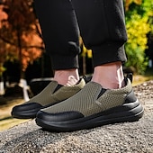 billiga Slip-ons och loafers till herrar-moderna slip-on-sneakers för män, grå mesh med elastisk slingring, snygga och bekväma urbana skor