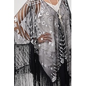 olcso Sálak és Kendők-Retró Ordító 20-as évek 1920-as évek sál Wrap Kendők A nagy Gatsby Flapper lány Flitter Rojt Női Farsang Esküvő Estély Álarcos mulatság Felnőttek Kendő
