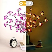 abordables 123496-1 veilleuse LED décorative en forme d&#039;orchidée papillon violette avec 20 perles lumineuses émettant des branches pour décoration d&#039;intérieur, festival, mariage, maison, boîte à piles AA