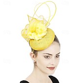 abordables Fascinators-accessoire Imitation Lin Mariage Soirée Élégant Mariage Avec Fleur Casque Couvre-chef