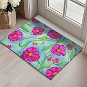 preiswerte Fußmatten-Florale Fußmatte Küchenmatte Bodenmatte Rutschfeste Teppich Ölfester Teppich Innen Außen Matte Schlafzimmer Dekor Badezimmermatte Eingangszone Frühling Sommer