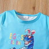 halpa Setit-2 osainen Lapset Poikien Pääsiäinen Puku T-paita ja shortsit Vaatesetti Asu Dinosaurus Lyhythihainen Crewneck Aseta ulko- Urheilu Muoti Kesä 4 vuotta + Taivaan sininen