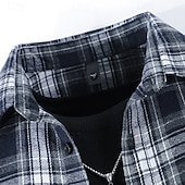 voordelige heren overhemd met knopen-Voor heren Overhemd Zomer overhemd Normaal shirt Strand hemd Overhemd met knopen Zwart Geel Rood Marineblauw Blauw Lange mouw Ruitjes Revers Vakantie Hawaii Zak Kleding Polyester Modieus Casual