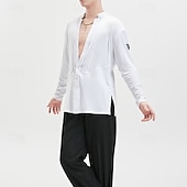economico Top e Set-Danza Latina Top Colore puro Per uomo Performance Abbigliamento quotidiano Manica Lunga Lyocell